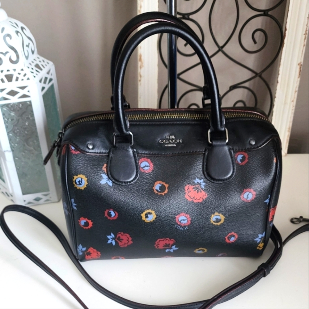 Coach Bennett Black Floral Women's Satchel Bag